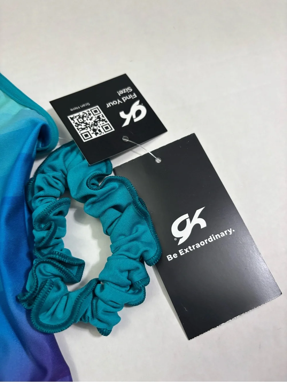 New! GK Gymnastics Leotard + Scrunchie Elite Sportswear Purple/teal adult/kid - Picture 6 of 6